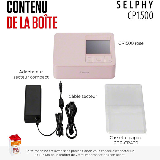 Imprimante thermique / Titreuse Canon SELPHY CP1500 - Rose - Autre vue