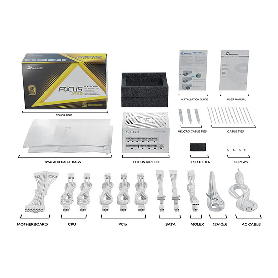 Alimentation PC Seasonic FOCUS GX-1000 ATX 3 (2024) - Blanc - Autre vue