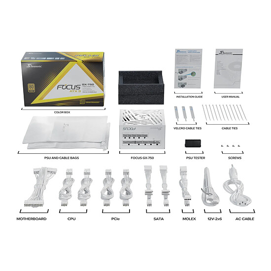 Alimentation PC Seasonic FOCUS GX-750 ATX 3 (2024) - Blanc - Autre vue
