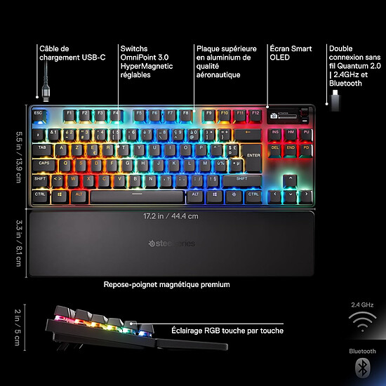 Clavier PC SteelSeries Apex Pro TKL Wireless Gen 3 - SteelSeries OmniPoint 3.0 - Autre vue