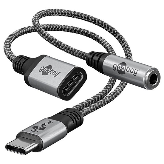 Adaptateur audio Goobay Câble USB-C vers USB-C + Jack 3.5 mm (M/F) - 15 cm - Autre vue