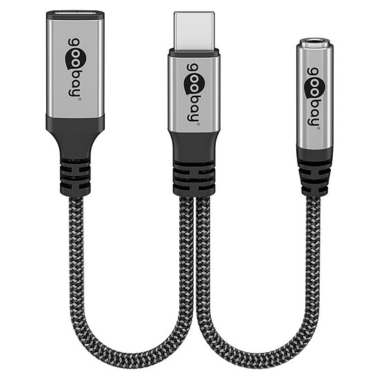 Adaptateur audio Goobay Câble USB-C vers USB-C + Jack 3.5 mm (M/F) - 15 cm - Autre vue