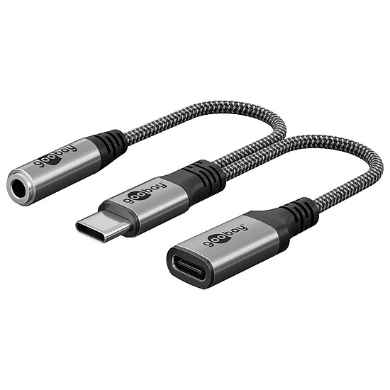 Adaptateur audio Goobay Câble USB-C vers USB-C + Jack 3.5 mm (M/F) - 15 cm - Autre vue