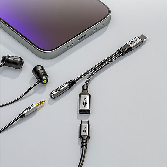 Adaptateur audio Goobay Câble USB-C vers USB-C + Jack 3.5 mm (M/F) - 15 cm - Autre vue