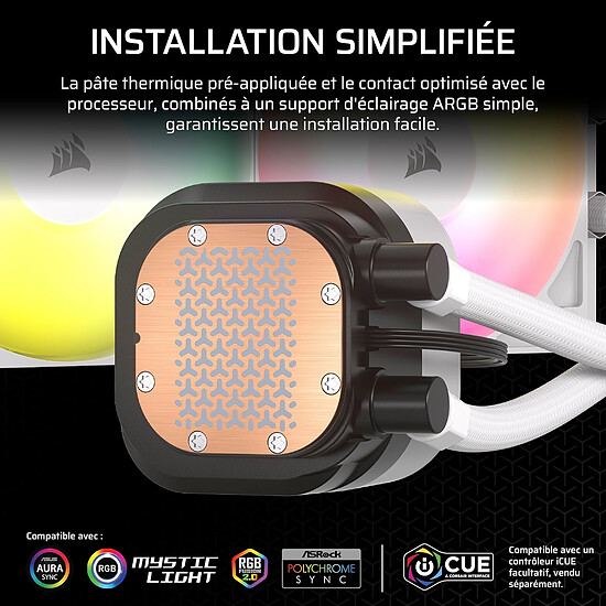 Watercooling AIO Corsair Nautilus 240 RS ARGB - Blanc - Autre vue