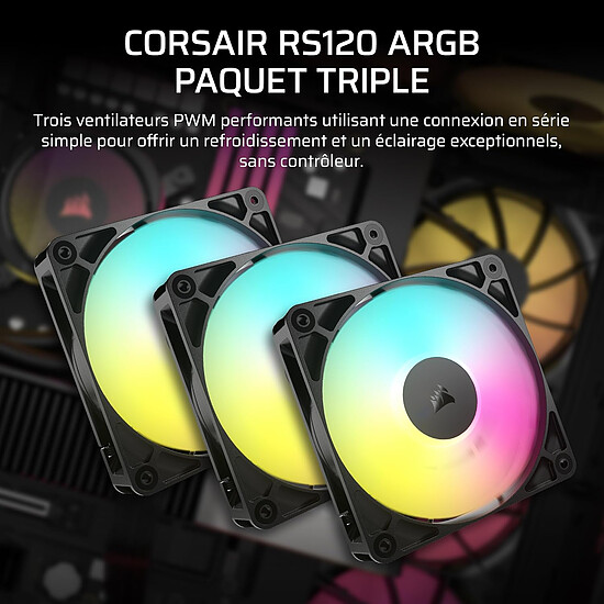 Ventilateur Boîtier Corsair RS120 ARGB Triple Pack - Noir - Autre vue