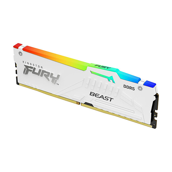 Mémoire RAM Kingston Fury Beast White RGB - 1 x 16 Go (16 Go) - DDR5 6400 MHz - CL32 - Autre vue