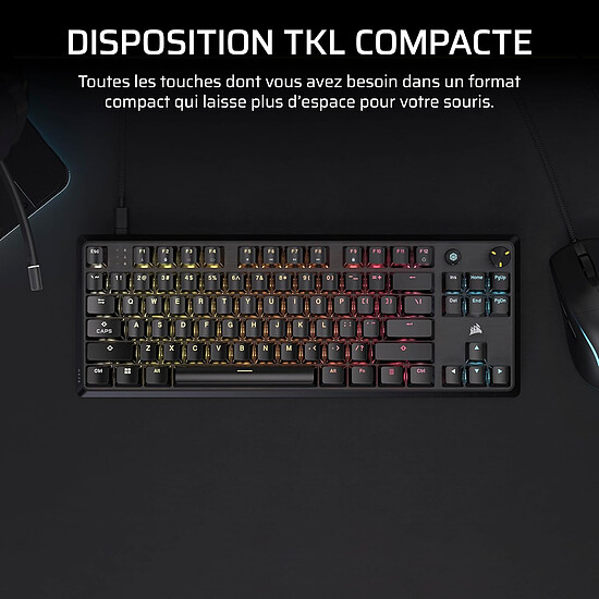 Clavier PC Corsair K70 Core TKL RGB - Corsair MLX Red v2 - Autre vue