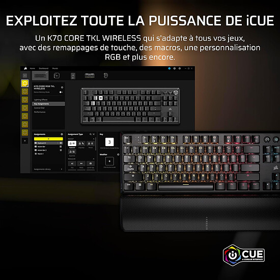 Clavier PC Corsair K70 Core TKL Wireless RGB - Corsair MLX Red v2 - Autre vue