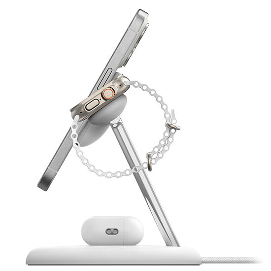 Chargeur Belkin Chargeur Magsafe Qi2 15W pour iPhone, Airpods et AppleWatch - Blanc - Autre vue