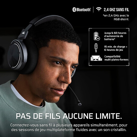 Casque micro Corsair Virtuoso Max Wireless - Noir - Autre vue