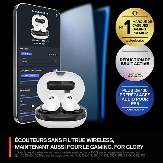 Casque micro SteelSeries Arctis GameBuds for PlayStation - Blanc - Autre vue