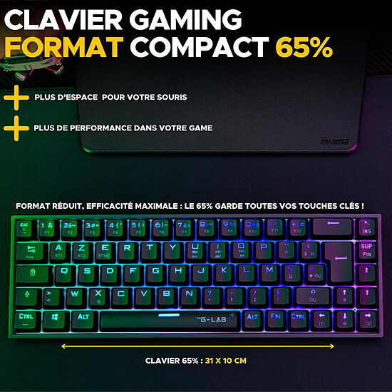 Clavier PC The G-Lab Keyz Titanium - Noir - Autre vue