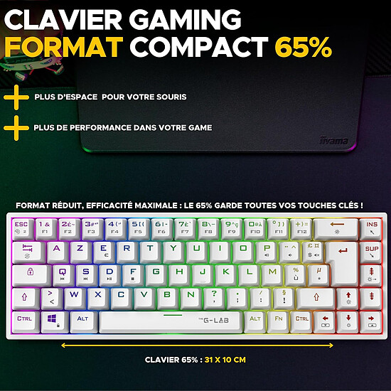 Clavier PC The G-Lab Keyz Titanium - Blanc - Autre vue