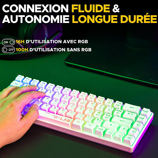 Clavier PC The G-Lab Keyz Hydrogen Wireless - Blanc - Autre vue