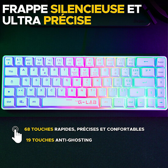 Clavier PC The G-Lab Keyz Hydrogen Wireless - Blanc - Autre vue