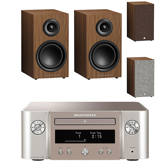 Mini-chaine Marantz Melody X M-CR612 Argent/Or + Triangle Elara LN01 Chêne avec double grille