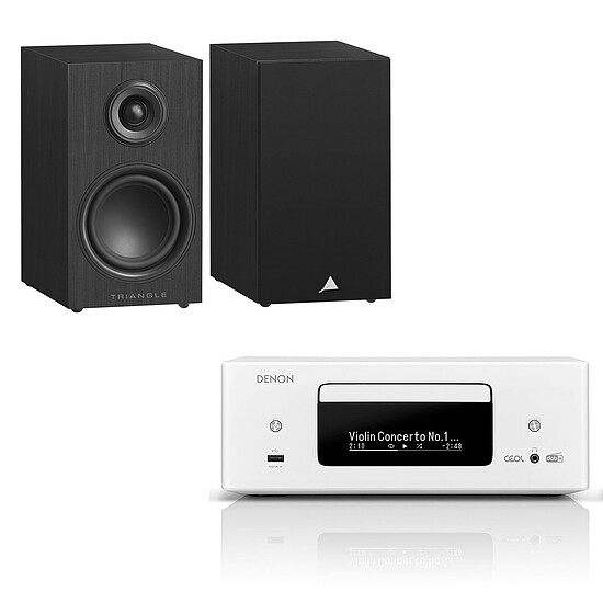 Mini-chaine Denon RCD-N12DAB Blanc + Triangle Elara LN01 Noir Mat - Autre vue