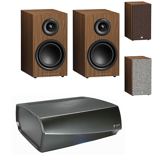 Ampli HiFi Stéréo Denon HEOS Amp HS2 + Triangle Elara LN01 Chêne avec double grille