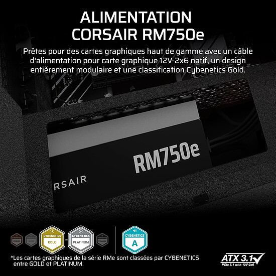 Alimentation PC Corsair RM750e (2025) - Noir - Autre vue