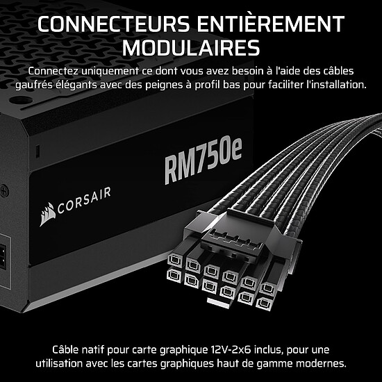 Alimentation PC Corsair RM750e (2025) - Noir - Autre vue