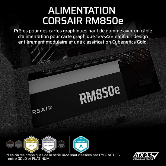 Alimentation PC Corsair RM850e (2025) - Noir - Autre vue
