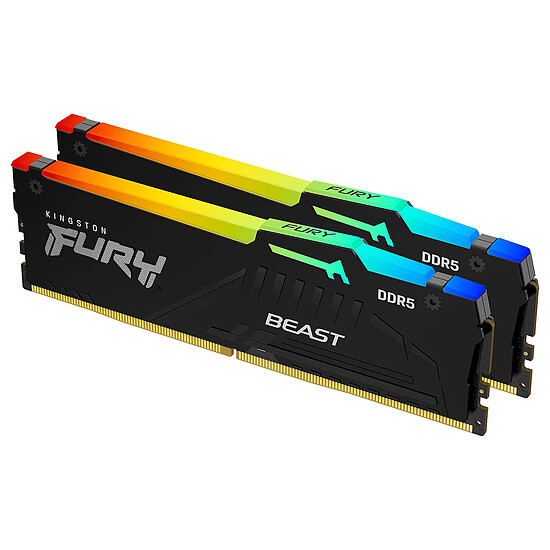 Mémoire RAM Kingston Fury Beast RGB - 2 x 32 Go (64 Go) - DDR5 6400 MHz - CL32