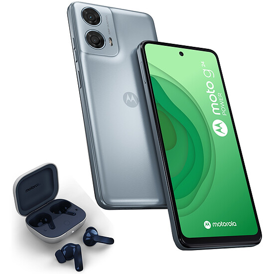 Smartphone Motorola Moto G24 Power Bleu Glacier - 256 Go + Moto Buds