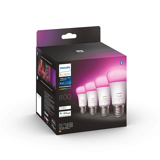 Ampoule connectée Philips Hue White & Color Ambiance E27 A60 - 9 W x4 - Autre vue