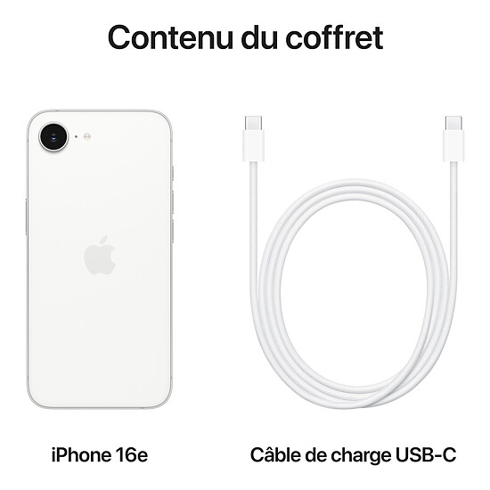 Smartphone reconditionné Apple iPhone 16e Blanc - 512 Go · Reconditionné - Autre vue