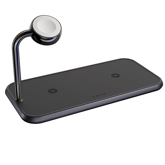 Chargeur ZENS Dual+ Watch Aluminium Wireless Charger - Noir
