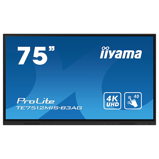 Écran dynamique iiyama 75" LED - ProLite TE7512MIS-B3AG - Ecran tactile et interactif 4K UHD