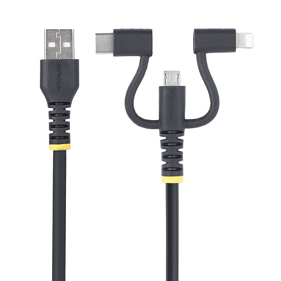Adaptateur USB StarTech.com Câble 3-en-1 USB-A vers micro USB / USB-C / Lightning - 1 m - Autre vue
