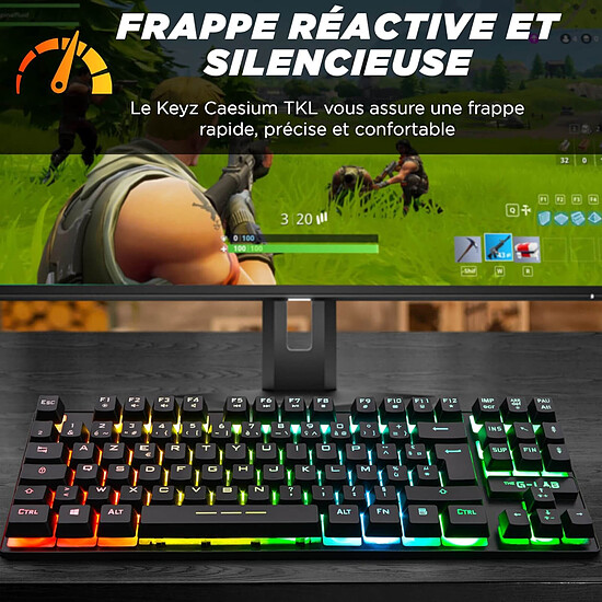 Clavier PC The G-Lab Keyz Caesium TKL - Gris/Noir - Autre vue
