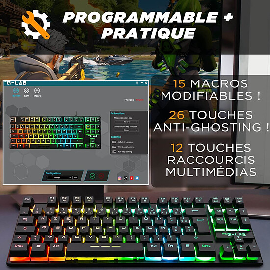 Clavier PC The G-Lab Keyz Caesium TKL - Noir/Gris - Autre vue