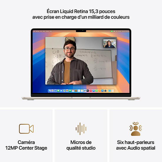 MacBook Apple MacBook Air M4 15" (2025) Lumière stellaire 16Go/256 Go (MW1J3FN/A) - Autre vue