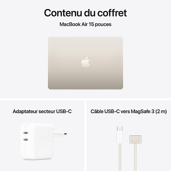 MacBook Apple MacBook Air M4 15" (2025) Lumière stellaire 16Go/256 Go (MW1J3FN/A) - Autre vue