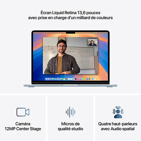MacBook Apple MacBook Air M4 13" (2025) Bleu ciel 16Go/256 Go (MC6T4FN/A) - Autre vue