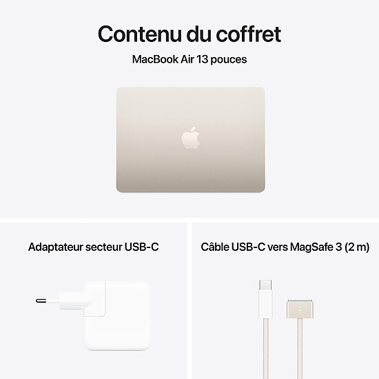 MacBook Apple MacBook Air M4 13" (2025) Lumière stellaire 16Go/256 Go (MW0Y3FN/A) - Autre vue