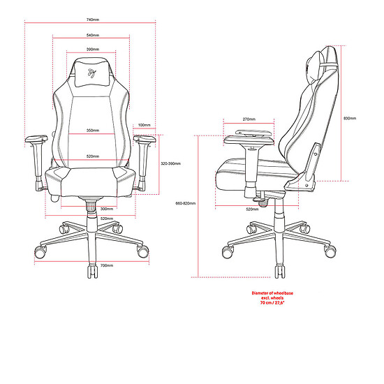 Fauteuil gamer Arozzi Primo - Noir - Autre vue