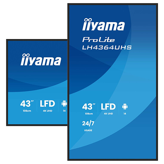 Écran dynamique iiyama 42.5" LED - ProLite LH4364UHS-B1AG - Ecran dynamique 4K UHD    - Autre vue