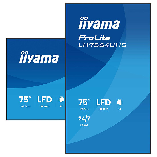 Écran dynamique iiyama 75" LED - ProLite LH7564UHS-B1AG - Ecran dynamique 4K UHD  - Autre vue