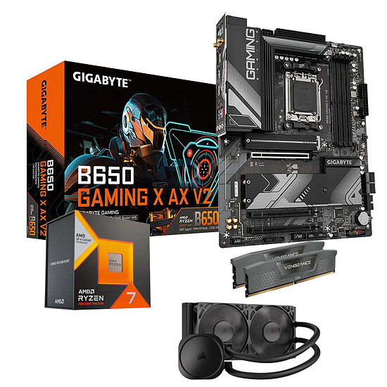 AMD Ryzen 7 7800X3D + Gigabyte B650 + RAM 32 Go DDR5 - AiO 240