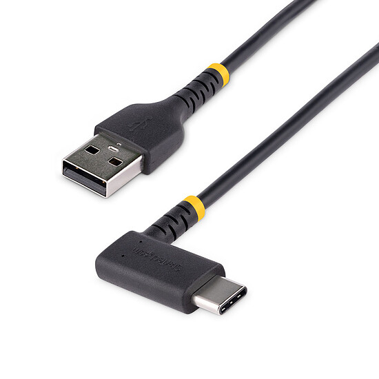 Câble USB StarTech.com Câble USB 2.0 Type-A vers USB 2.0 Type-C à angle droit - M/M - 0.3 m - Autre vue
