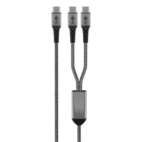 Câble USB Goobay Câble Textile 1 USB-C vers 2 USB-C (M/M)  Power Delivery - 1.5 m - Autre vue