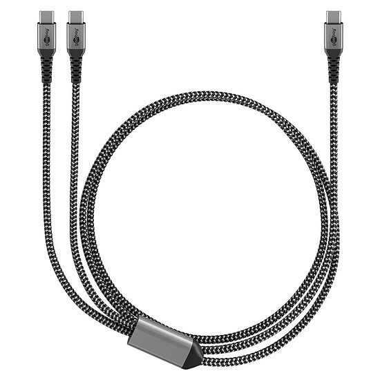 Câble USB Goobay Câble Textile 1 USB-C vers 2 USB-C (M/M)  Power Delivery - 1.5 m - Autre vue