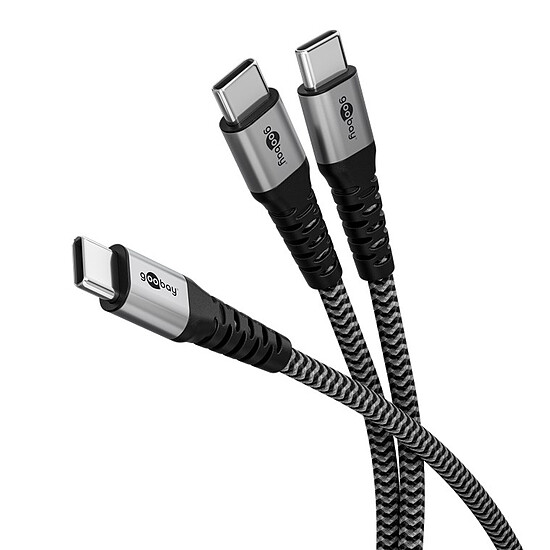 Câble USB Goobay Câble Textile 1 USB-C vers 2 USB-C (M/M)  Power Delivery - 1.5 m - Autre vue