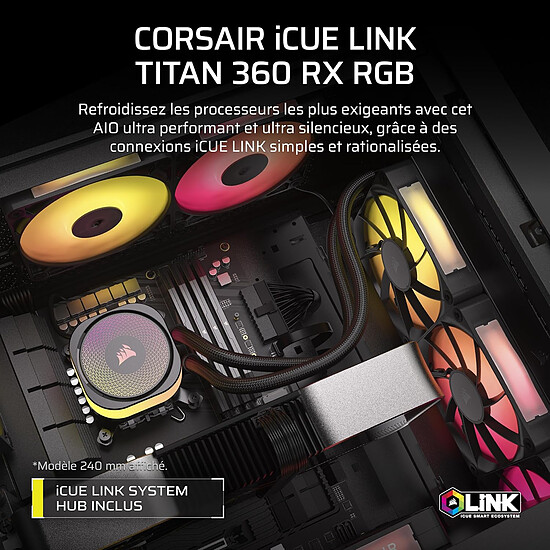 Watercooling AIO Corsair iCUE Link Titan 360 RX RGB - Noir - Autre vue