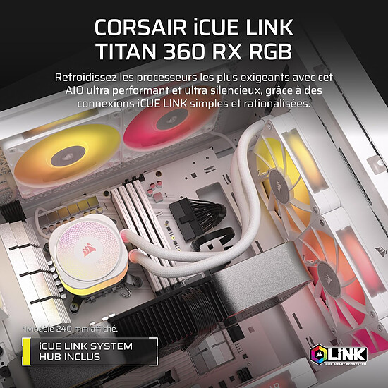 Watercooling AIO Corsair iCUE Link Titan 360 RX RGB - Blanc - Autre vue