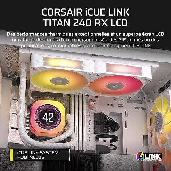 Watercooling AIO Corsair iCUE Link Titan 240 RX LCD - Blanc - Autre vue